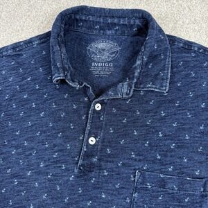 Mens Wallace & Barnes Indigo anchor nautical blue polo shirt‎ XL